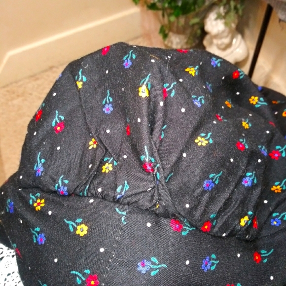 Vintage Gunne Sax Goth, Cottageore Style Lace Collared Black Floral Midi Dress - Picture 13 of 14